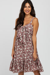 Violet Floral Tie Front Cut-out Maternity Dress