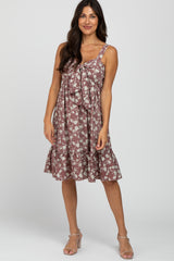 Violet Floral Tie Front Cut-out Dress