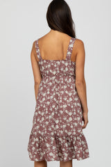 Violet Floral Tie Front Cut-out Dress