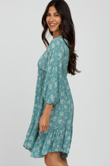 Sage Floral Asymmetrical Hem Dress