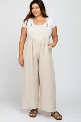 Beige Linen Plus Overalls