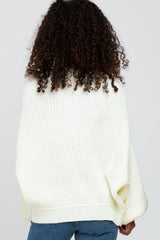 Cream Mock Neck Puff Sleeve Sweater