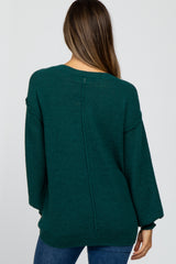 Forest Green Wide Neck Exposed Shoulder Seam Maternity Sweater