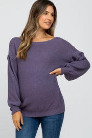 Lavender Wide Neck Exposed Shoulder Seam Maternity Sweater