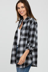 White Black Plaid Button Down Top