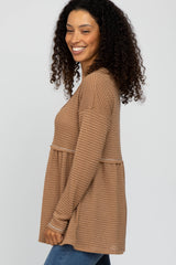 Camel Waffle Knit Peplum Top