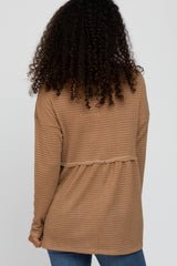 Camel Waffle Knit Peplum Top