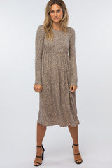 Taupe Animal Print Maternity Midi Dress