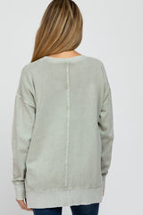 Grey Side Slit Terry Long Sleeve Maternity Top