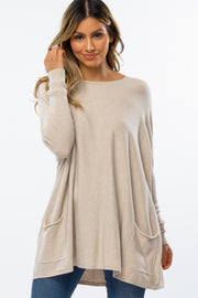 Cream Pocketed Dolman Sleeve Top