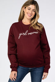 Burgundy "Girl Mama" Fleece Maternity Sweatshirt