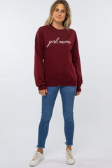 Burgundy "Girl Mama" Fleece Sweatshirt