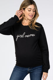 Black "Girl Mama" Fleece Maternity Sweatshirt