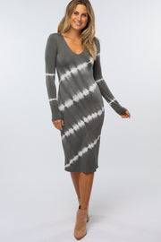 Grey Tie Dye Midi Dress