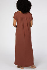 Dark Rust Side Slit Maxi Dress