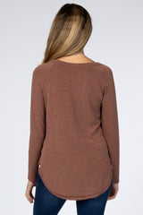 Rust Hi-Low Rounded Raw Edge Hem Maternity Top