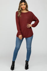 Burgundy Brushed Waffle Knit Top