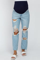 Light Blue Ripped Knee Distressed Maternity Jeans