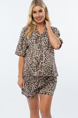 Taupe Animal Print Maternity Pajama Set