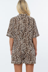 Taupe Animal Print Maternity Pajama Set