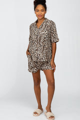 Taupe Animal Print Maternity Pajama Set