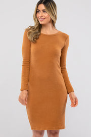 Rust Knit Long Sleeve Dress