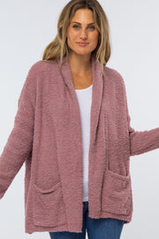 Mauve Fuzzy Knit Cardigan