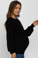 Black Boat Neck Bubble Sleeve Maternity Sweater