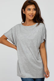 Heather Grey Short Sleeve Boatneck Top