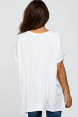 White Short Sleeve Boatneck Top