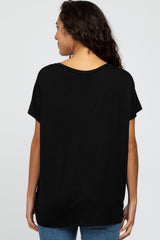 Black V-Neck Dolman Sleeve Top