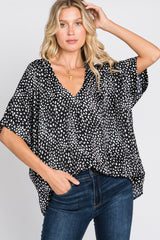 Black Animal Print Blouse