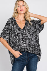 Black Animal Print Blouse