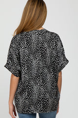 Black Animal Print Maternity Blouse