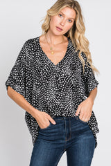 Black Animal Print Blouse