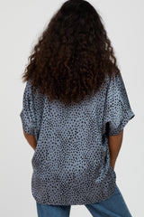 Blue Animal Print Blouse