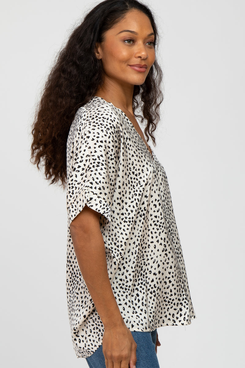 Ivory Animal Print Blouse – PinkBlush