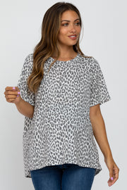 Ivory Animal Print Short Sleeve Maternity Top