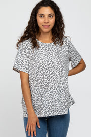 Ivory Animal Print Short Sleeve Top