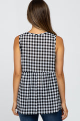 Black Checkered V-Neck Babydoll Maternity Tank Top