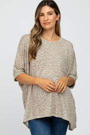 Taupe Animal Print Dolman Sleeve Maternity Top