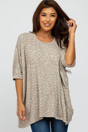 Taupe Animal Print Dolman Sleeve Top