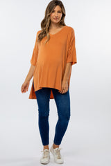 Orange Hi-Low Dolman Sleeve Maternity Top