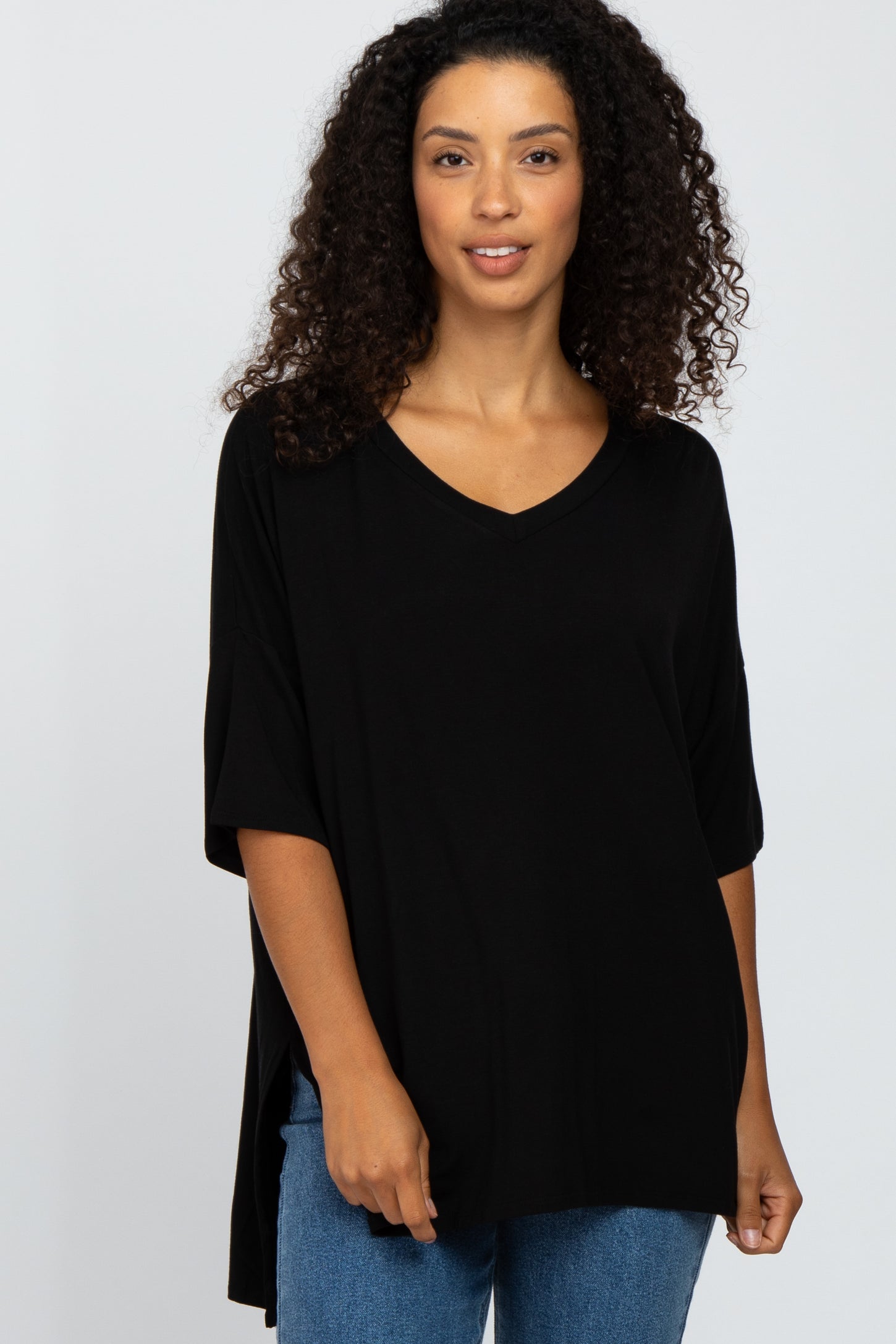 Black Hi-Low Dolman Sleeve Maternity Top– PinkBlush