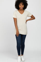 Beige V-Neck T Shirt