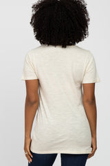 Beige V-Neck T Shirt