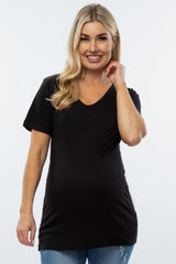 Black V-Neck Maternity T Shirt