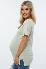 Mint Green Front Pocket Maternity T Shirt