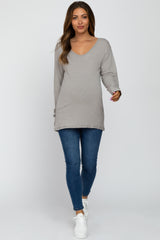 Grey Long Sleeve Maternity Active Top