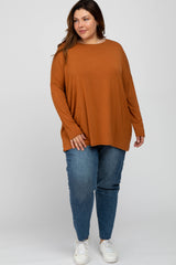 Camel Long Dolman Sleeve Plus Top